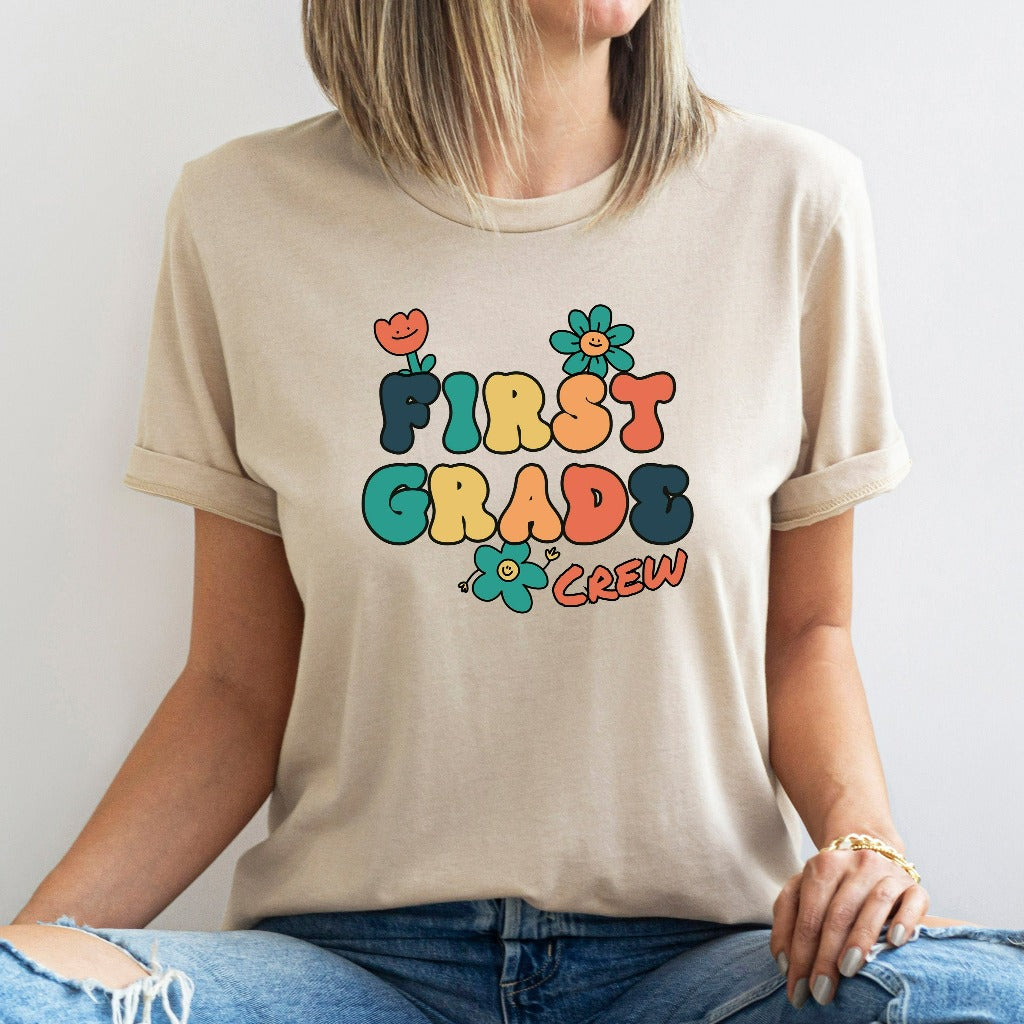 1st Grade Teacher Shirt, First Grade Crew Teacher TShirt, Back To School Graphic Tee, Elementary School Shirt