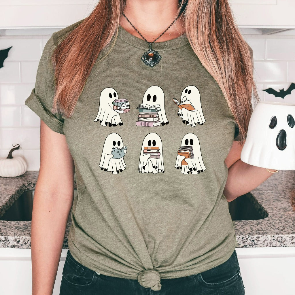 Ghost Reading Shirt, Teacher Halloween TShirt, Librarian Graphic Tee, Book Lover Tshirt, Reading Shirt