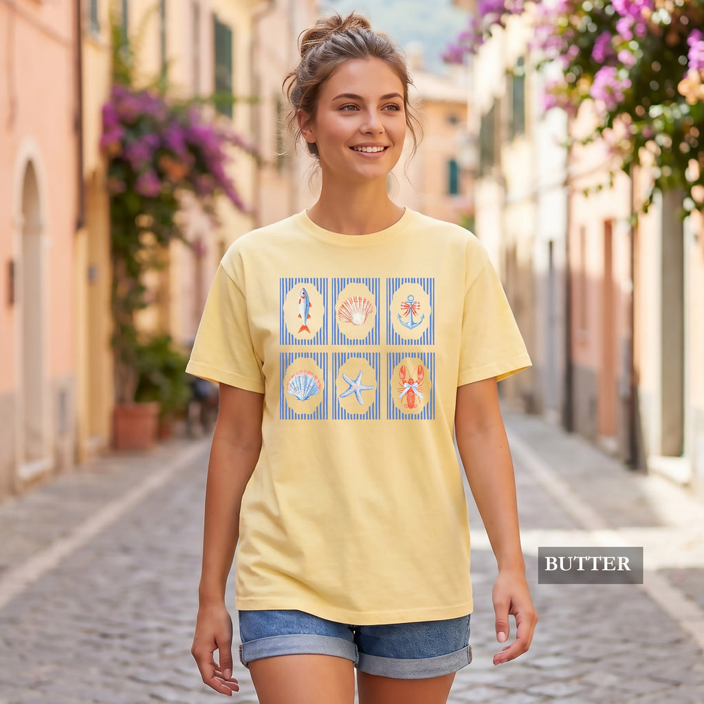 Preppy Coastal Nautical Beach Comfort Colors® Tee