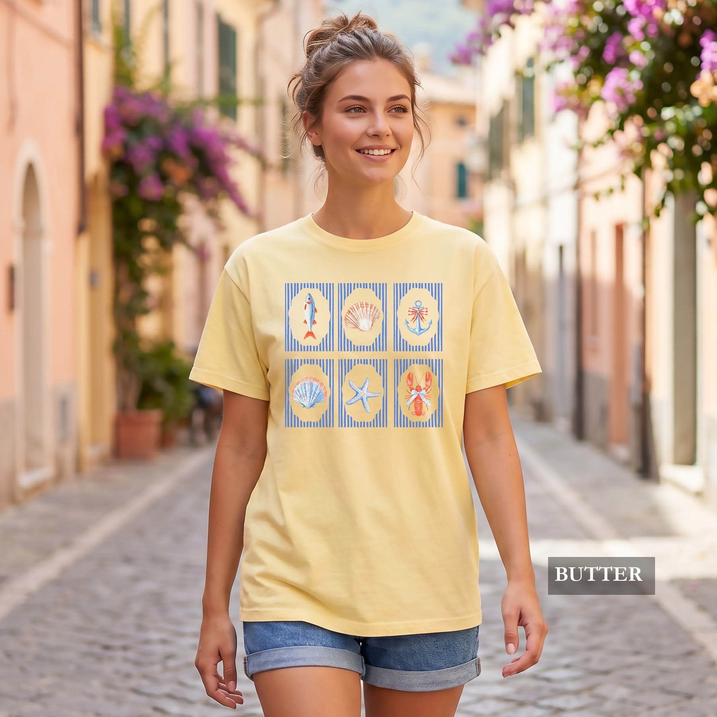 Preppy Coastal Nautical Beach Comfort Colors® Tee